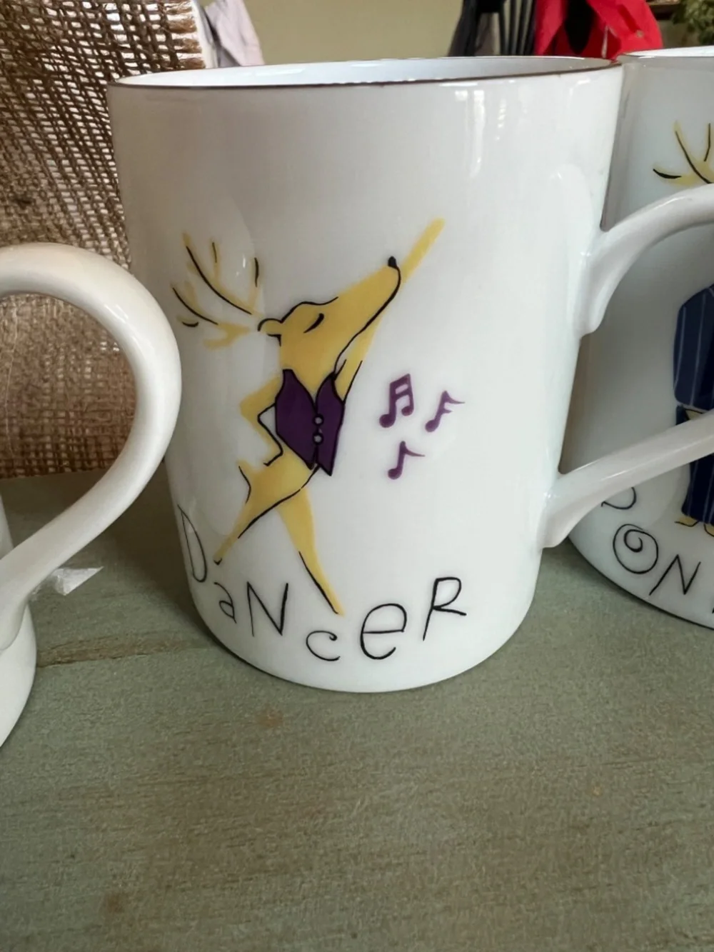 Pottery Barn Santa's Reindeer Coffee Mug Set
